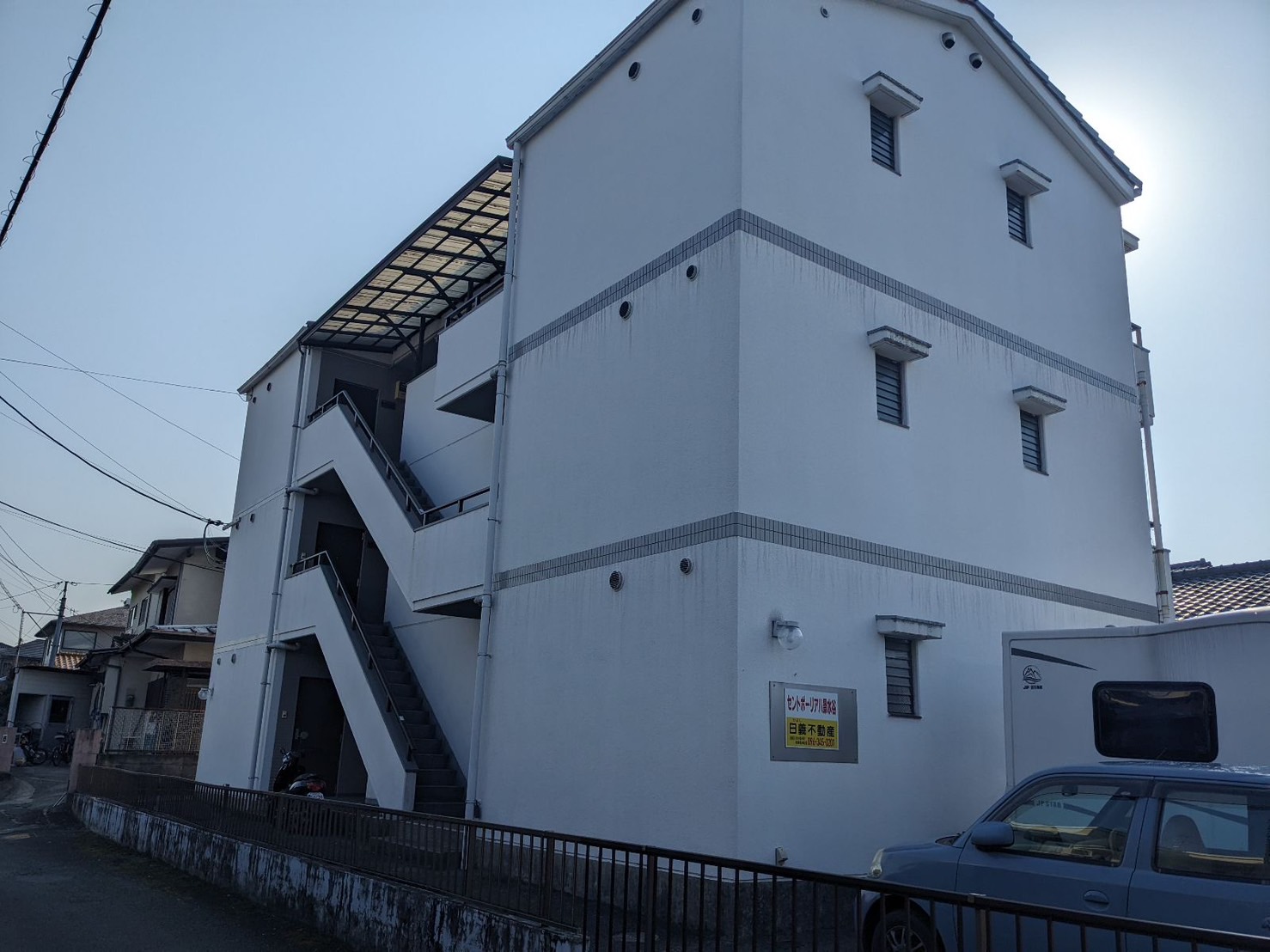 熊本市北区アパート｜外壁塗装（アステックペイント　シリコンREVO1000-IR(遮熱)）×バーチグレー／ウィザードコッパー Before